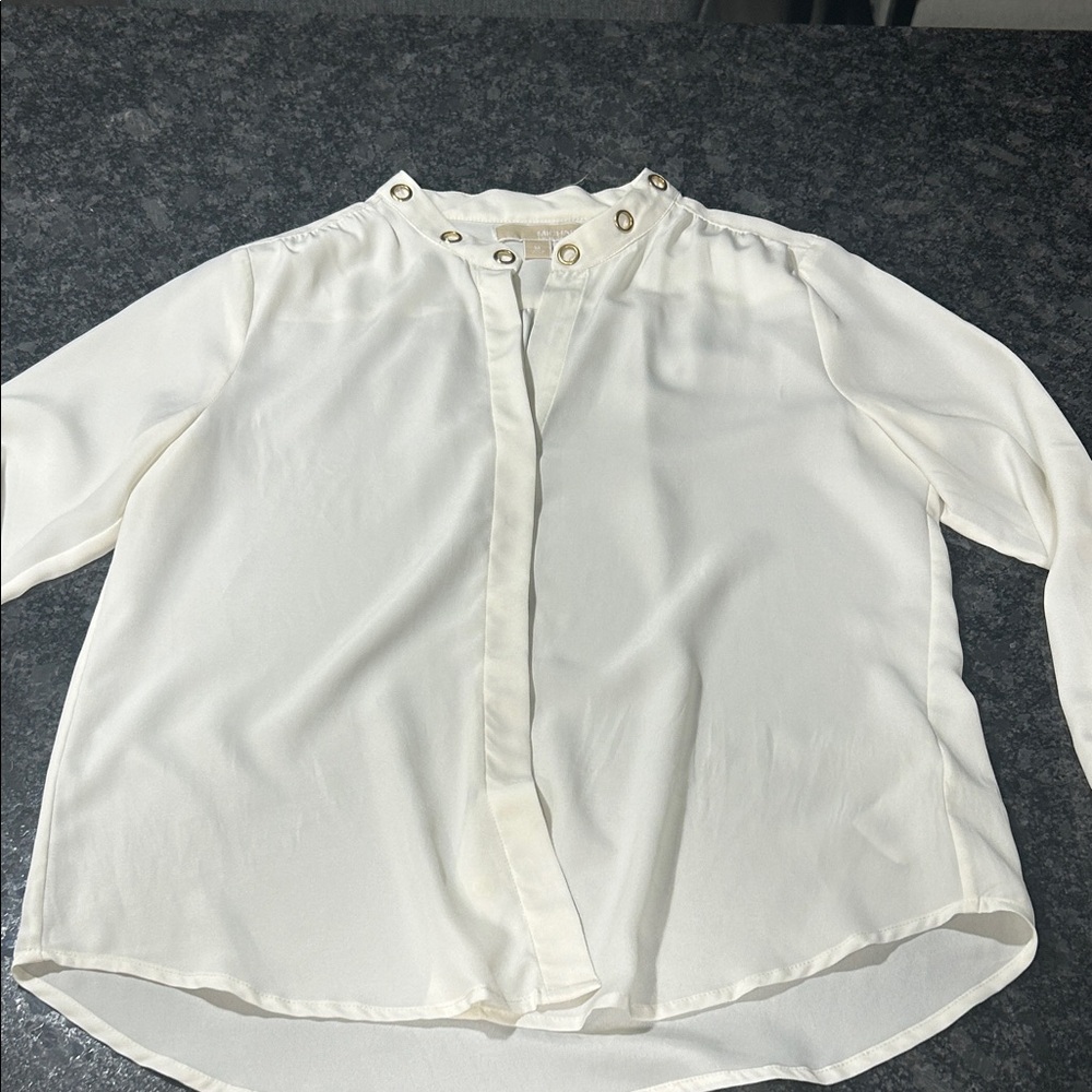 Michael Kors White Blouse with Gold Accents
